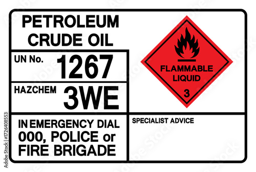 Petroleum Crude Oil UN 1267 Symbol Sign, Vector Illustration, Isolate On White Background, Label.EPS10