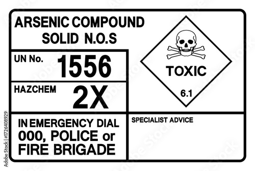 Arsenic Compound Liquid UN 1556 Symbol Sign, Vector Illustration, Isolate On White Background, Label.EPS10