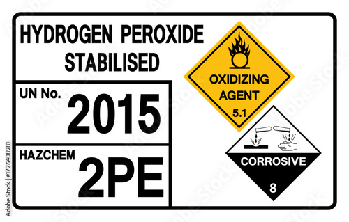 Hydrogen Peroxide Stabilised UN 2031 Symbol Sign, Vector Illustration, Isolate On White Background, Label.EPS10