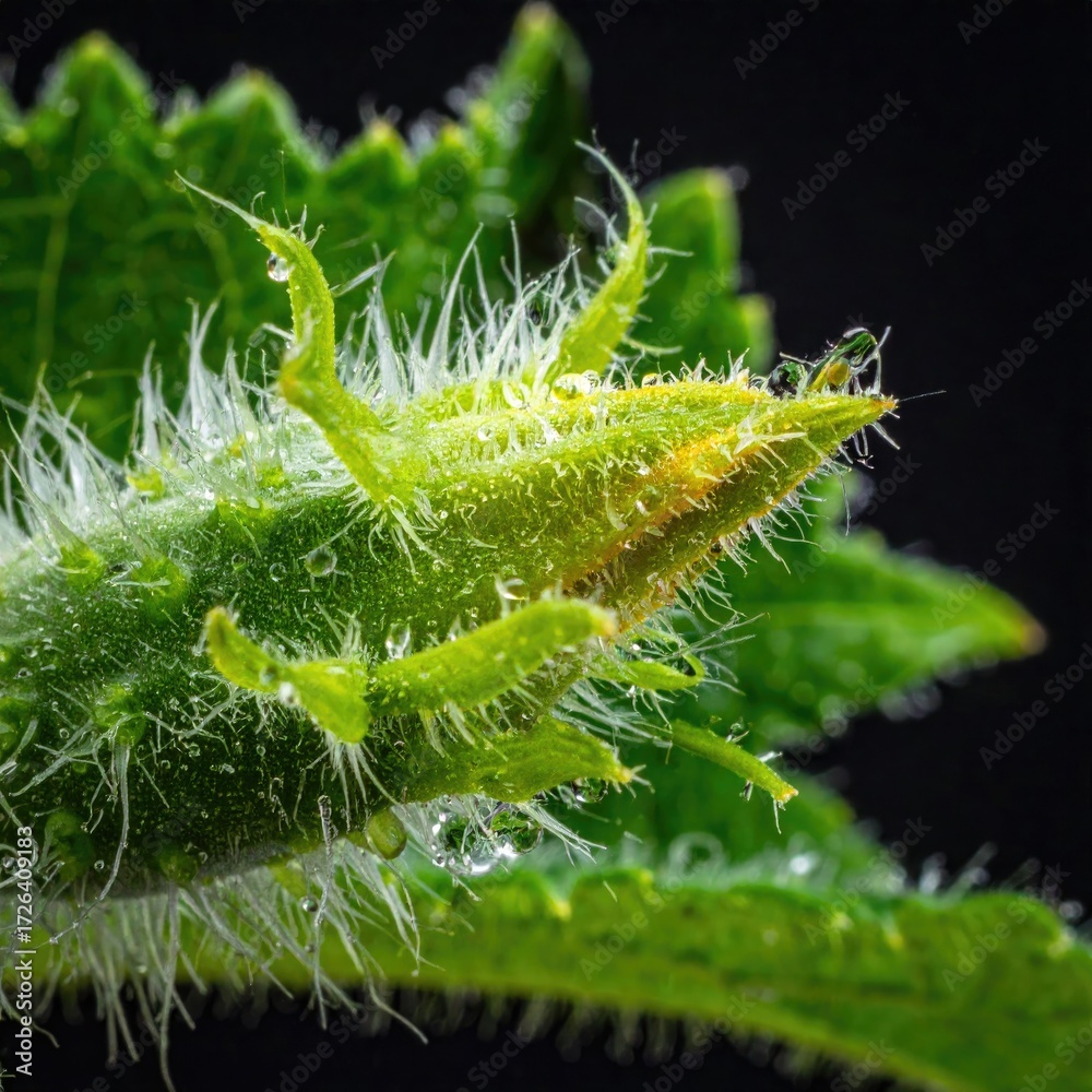 Fototapeta premium Close-up of a plant bud with water droplets