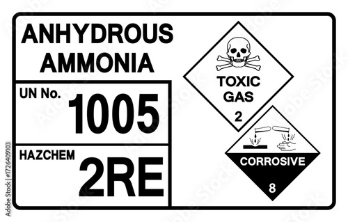 Anhydrous Ammonia UN 1005 Symbol Sign, Vector Illustration, Isolate On White Background, Label.EPS10
