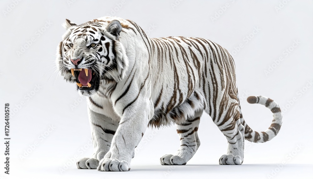 Naklejka premium White tiger, ferocious stance