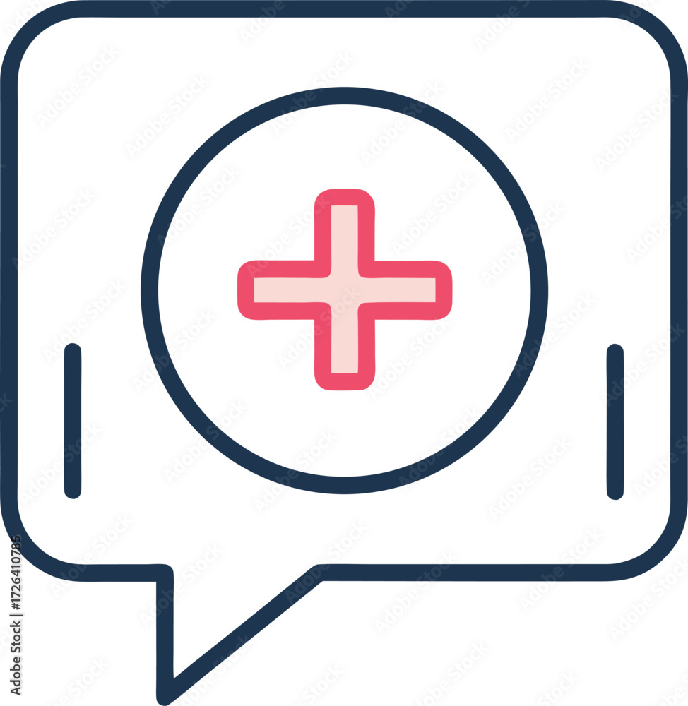 Fototapeta premium UI outline icon of a message bubble with plus sign.