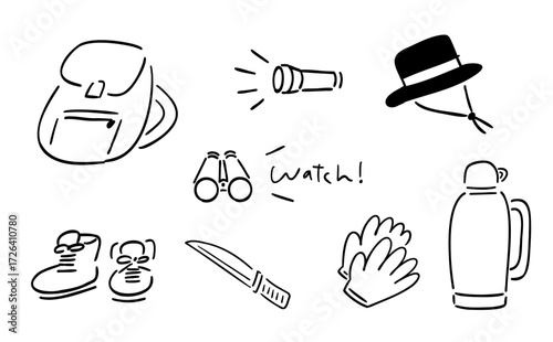 アウトドア＆防災イラストセット_手描き＆ベクター｜Outdoor & Disaster Preparedness Illustration Set_Hand-Drawn & Vector