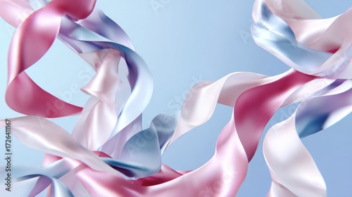 Abstract colorful fabric ribbons