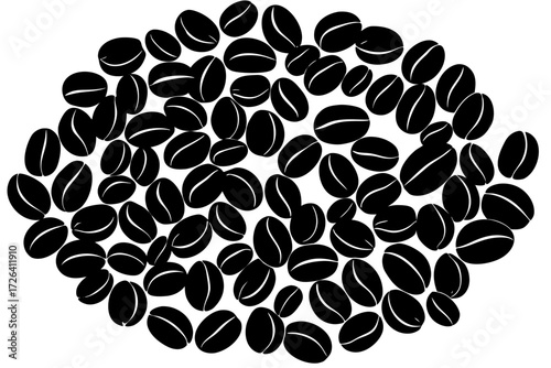 Vector art of pile of coffee bean in black and white design