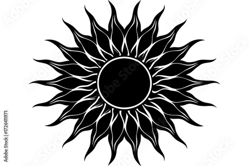 Vector art of black and white sun illustration for design use