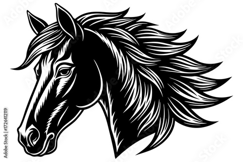 Vector art of horse head with made in black and white