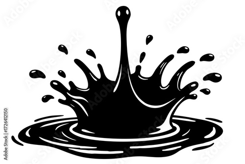 Vector art of black oil splash in vector graphic format