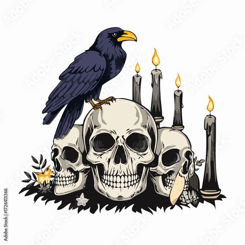 Dark Hand Drawn Halloween Gothic Clipart