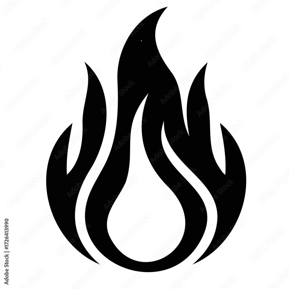 Obraz premium Set of fire flames icons vector illustration symbol design element black silhouette