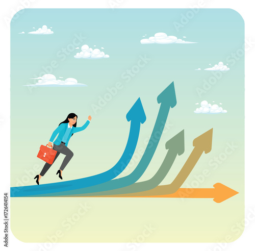 Career decision concept, choosing direction choices for future opportunity.