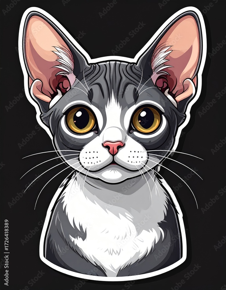 Obraz premium Close-up portrait of a cat, stylized cartoon rendering