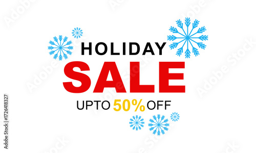 Holiday Sale Poster with Up to 50 Percent Off Discount – Festive Marketing Banner Design for Shopping, Promotions, Advertisements, and Online Stores