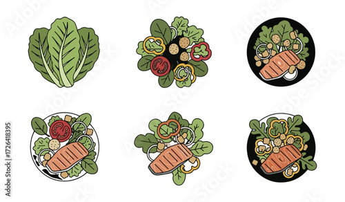 Assortment of colorful salads