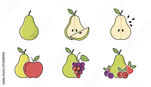 Assortment of fruits pears apples grapes and berries