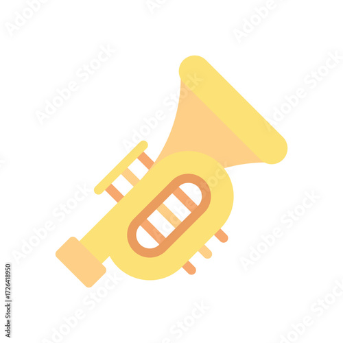 A yellow cartoon trumpet instrument with blocky features