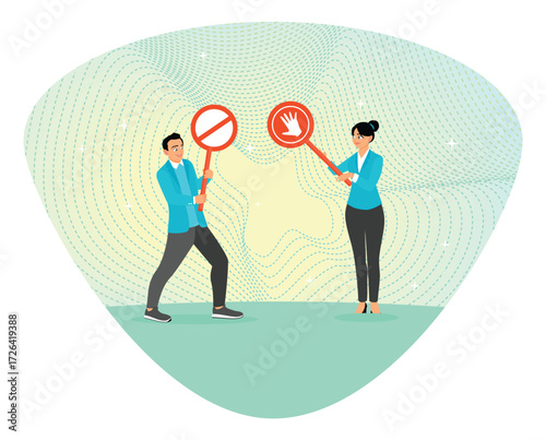Stop sign caution concept or banned attention.
