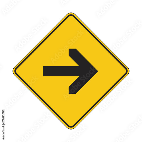 Free Download Yellow diamond shaped traffic sign with a black arrow pointing to the right - GFXLoad