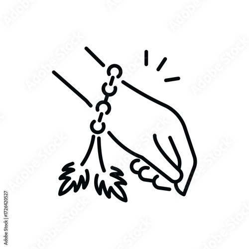 Hand with chain  fringe accessory Chain connects to the wrist and hangs down