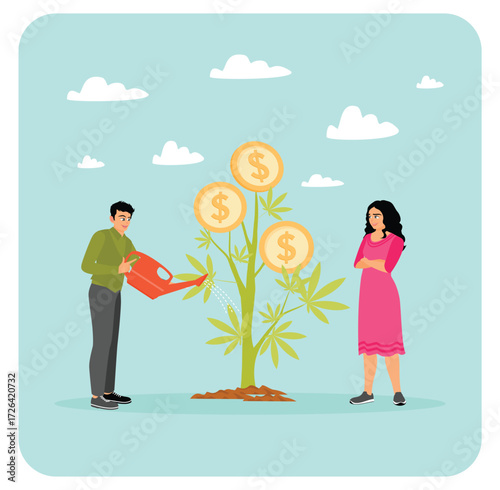 Cannabis business concept. Cannabis for medical and therapeutic purposes to generate income.