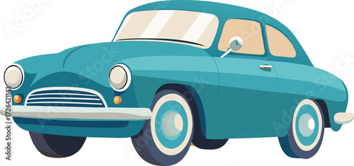 Classic teal coupe automobile automotive vehicle vintage retro style transportation