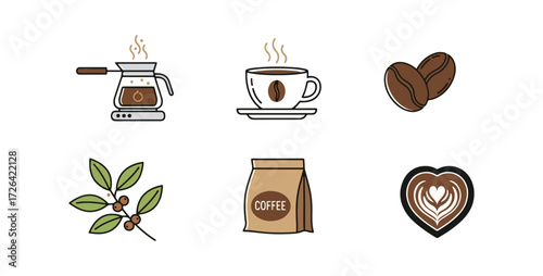 Coffee making process graphic collection