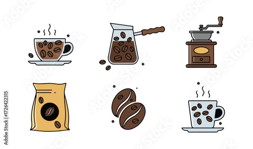 Coffee making process illustration
