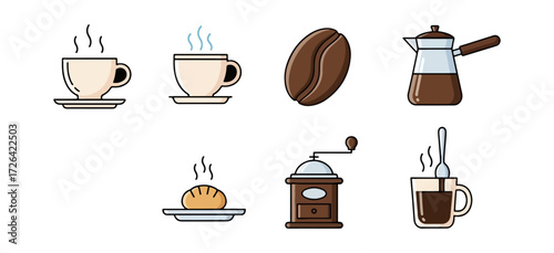 Coffee preparation icons