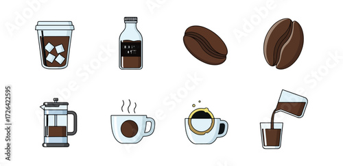 Coffee preparation methods illustrations