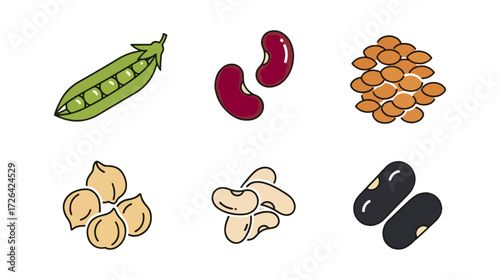 Collection of various beans and peas