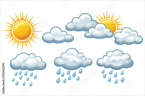 set of weather forecast icons