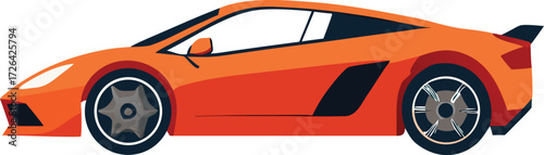 Dynamic orange sports car ready for speed and luxury travel adventure