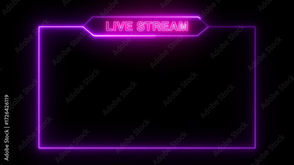 Live Stream Neon Frame Purple Loop 