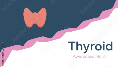 Vector illustration on the theme of Thyroid Awareness Month observed each year during January. banner, Holiday, poster, card and background design.