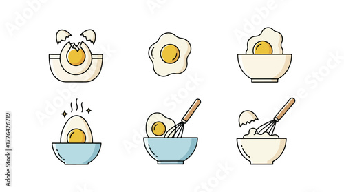 Egg preparation steps illustration
