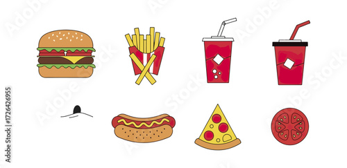 Fast food icons flat design