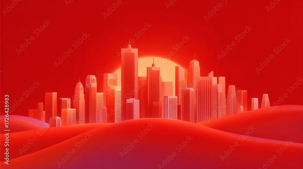 Obraz premium Sunrise Cityscape Digital Art