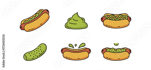 Hot dog and relish illustration