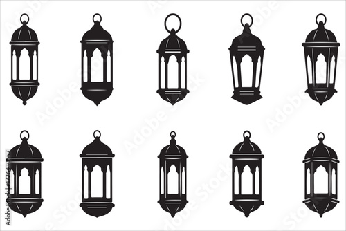 set of cage silhouettes vector icons