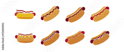 Hot dogs with different toppings