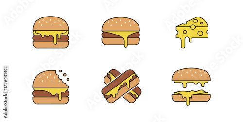 Melted cheese burgers and hot dogs