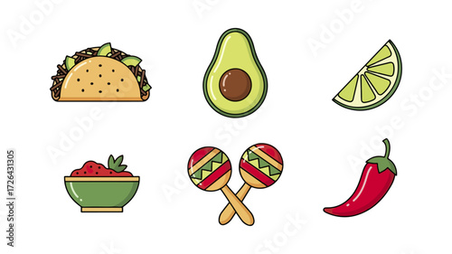 Mexican food icons