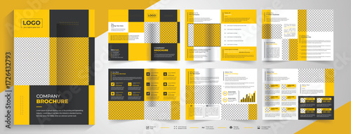 Brochure design template with abstract geometric graphics