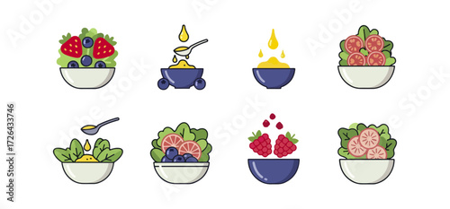 Salad preparation steps illustration