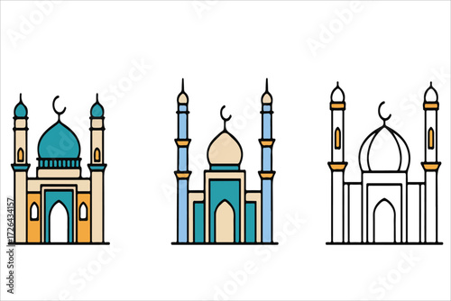 Taj Mahal vector illustration of a famous mosque and architectural landmark