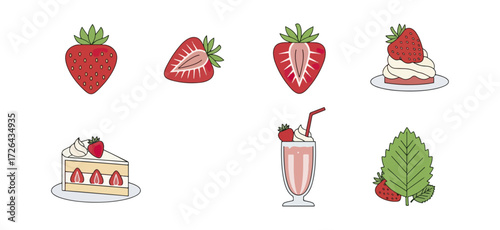 Strawberry desserts and drinks collection