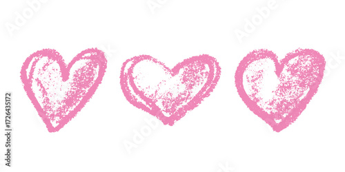 Set of simple hand drawn heart drawing illustration Scribble heart doodle Love clipart Single element for print, web, design, decor