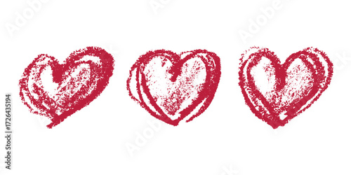 Set of simple hand drawn heart drawing illustration Scribble heart doodle Love clipart Single element for print, web, design, decor