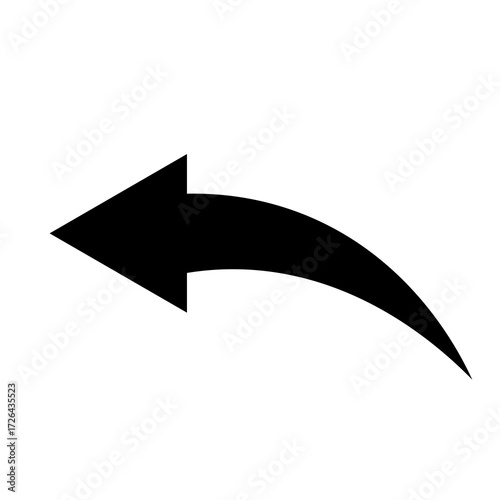 A black arrow curves to the left, pointing backwards against a clean white background.